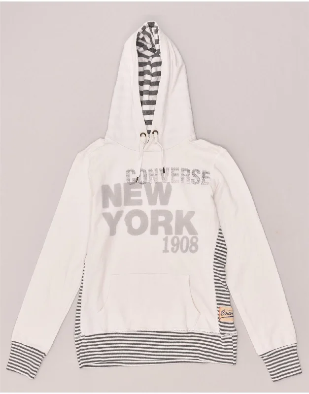 Daily Deals CONVERSE Womens Graphic Hoodie Jumper UK 10 Small White