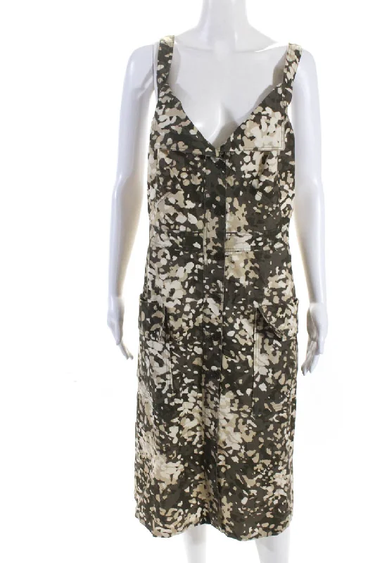 Fantastic Offers Stella McCartney Womens Green Printed Cotton Open Back A-line Dress