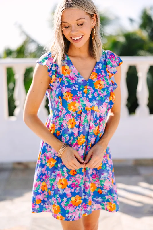 Last Chance Just Like That Royal Blue Floral Dress