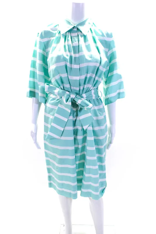 Early Bird Discount Milva-Mi Womens Short Sleeve Striped Belted Shirt Dress Mint Green Early Bird Discount Milva-Mi Womens Short Sleeve Striped Belted Shirt Dress Mint Green