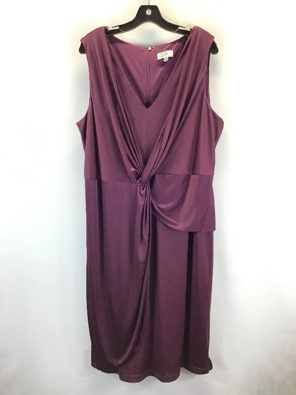 Exclusive Deal Dress Party Midi By Adrianna Papell In Purple, Size: 2x