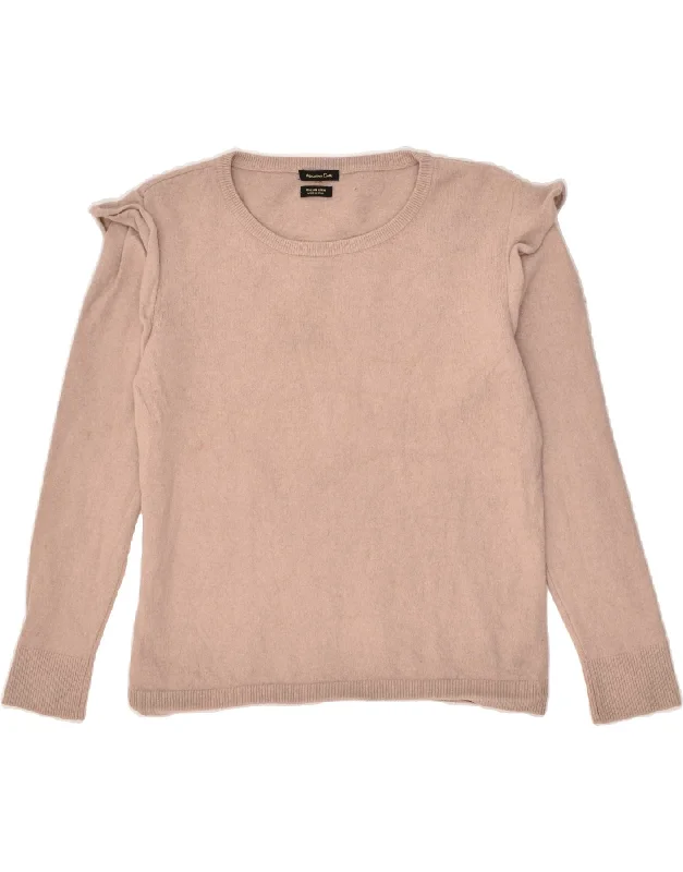 Don’t Miss Out MASSIMO DUTTI Womens Boat Neck Jumper Sweater UK 14 Large Beige Wool
