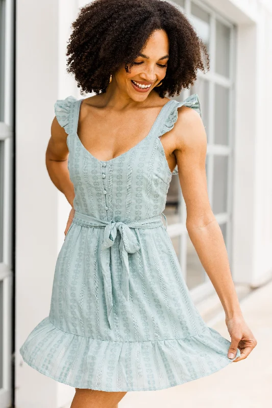 Special Discount Let Your Hair Down Sage Green Embroidered Dress