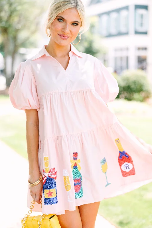 Steals and Deals Pop The Bottles Blush Pink Babydoll Dress