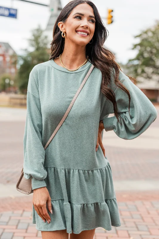 Today's Special Send You Love Sage Green Tiered Dress