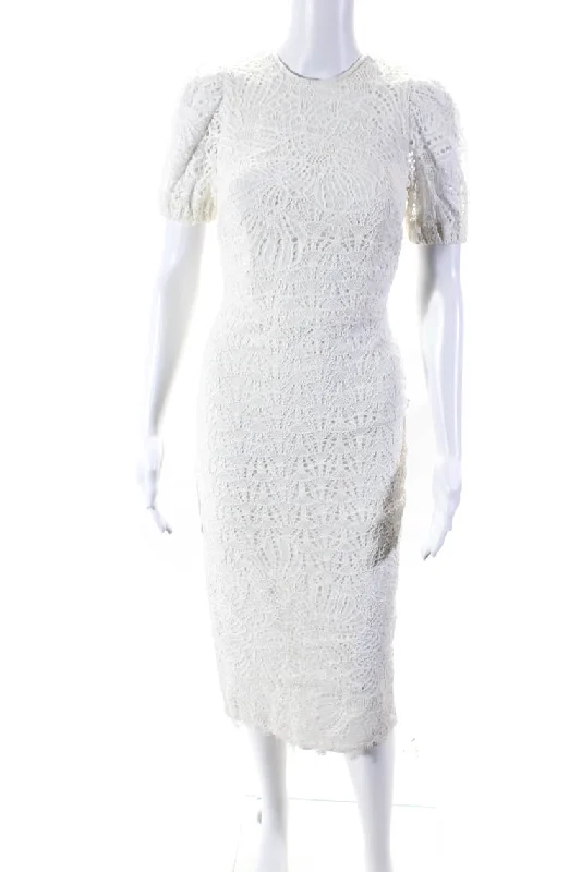 Markdown Madness Rebecca Vallance Women's Lace Short Sleeve Midi Bodycon Dress White Markdown Madness Rebecca Vallance Women's Lace Short Sleeve Midi Bodycon Dress White