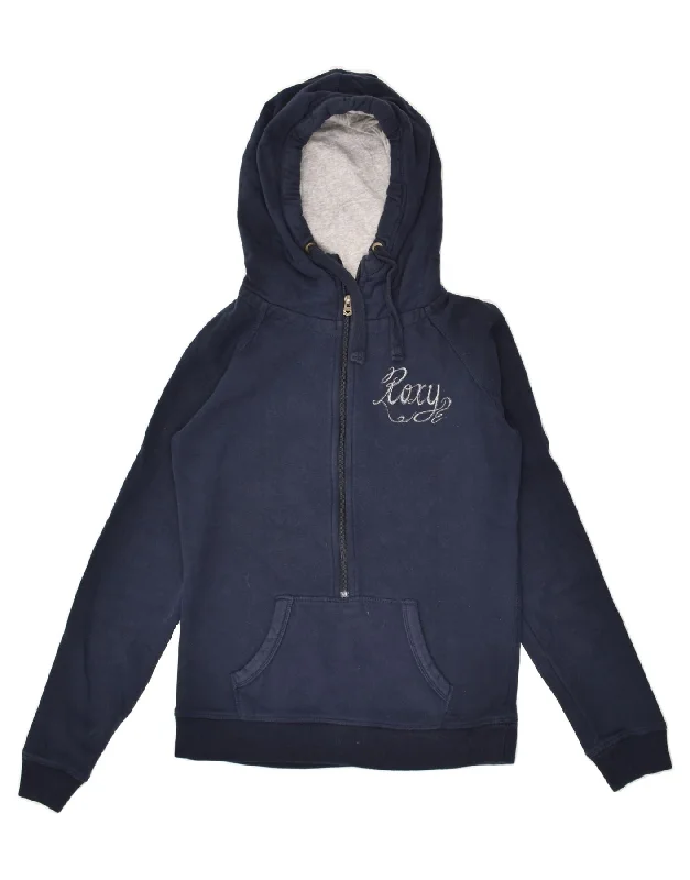 Special Buy ROXY Womens Graphic Hoodie Jumper UK 12 Medium Navy Blue