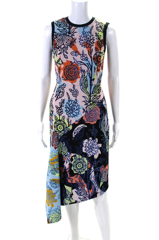 Today's Special Peter Pilotto Womens Patchwork Drape Dress Blue