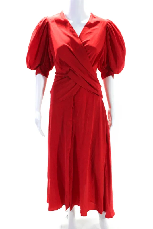 Major Savings Silvia Tcherassi Womens Silk Georgette Half Sleeve Long Wrap Dress Red Major Savings Silvia Tcherassi Womens Silk Georgette Half Sleeve Long Wrap Dress Red
