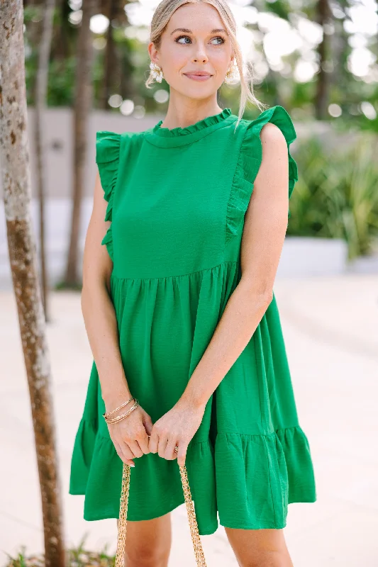 Now or Never Call It Even Kelly Green Ruffled Dress