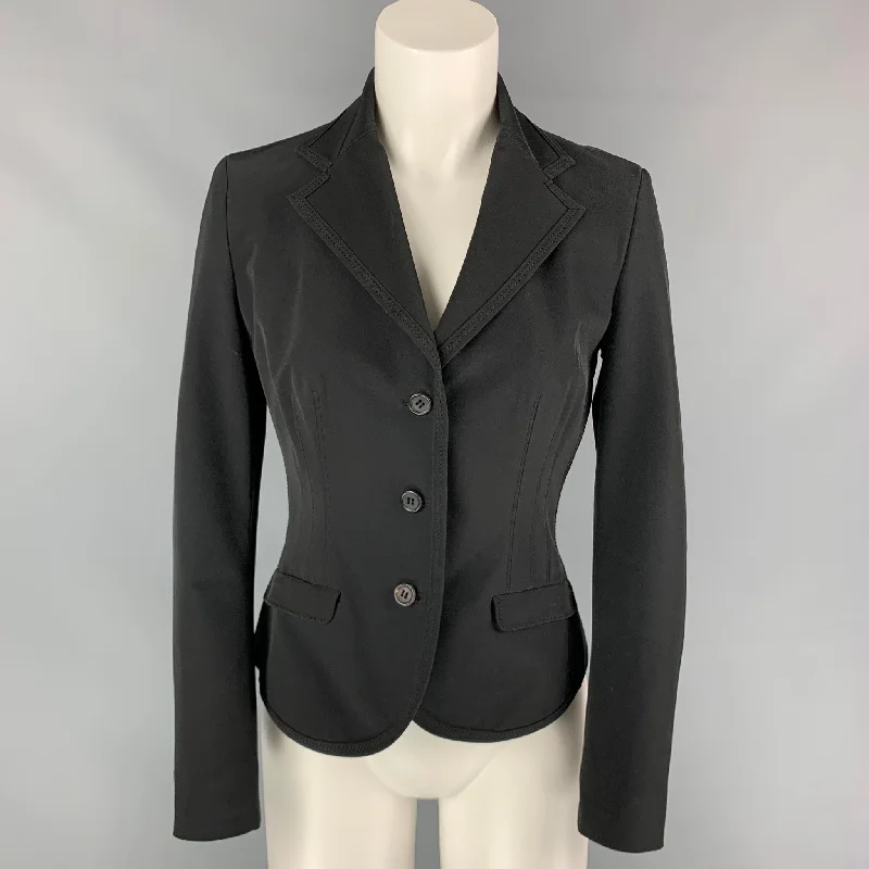 Unbeatable Prices PRADA Size 4 Black Polyester Single Breasted Jacket Blazer