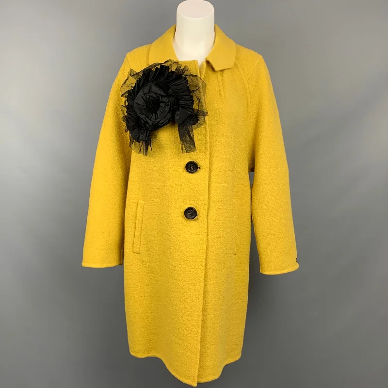 Special Price SPORTMAX Size 2 Mustard Wool Blend Textured Brooch Coat