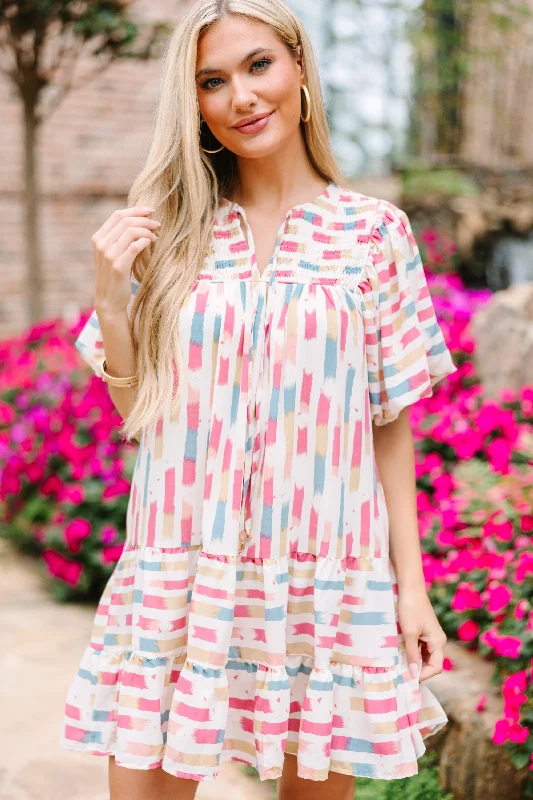 Lowest Price Know It All Cream White Abstract Dress