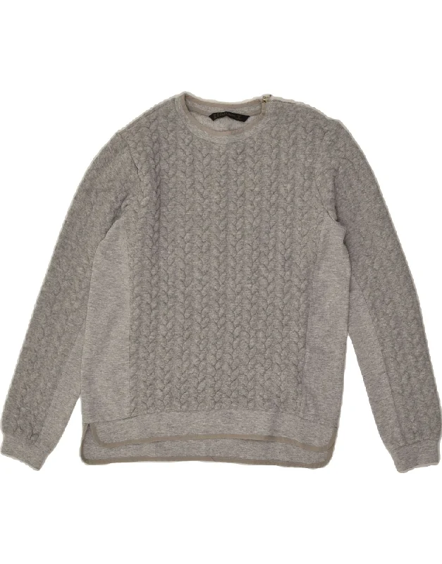 Price Rollback ZARA Womens Loose Fit Sweatshirt Jumper UK 6 XS Grey Polyester