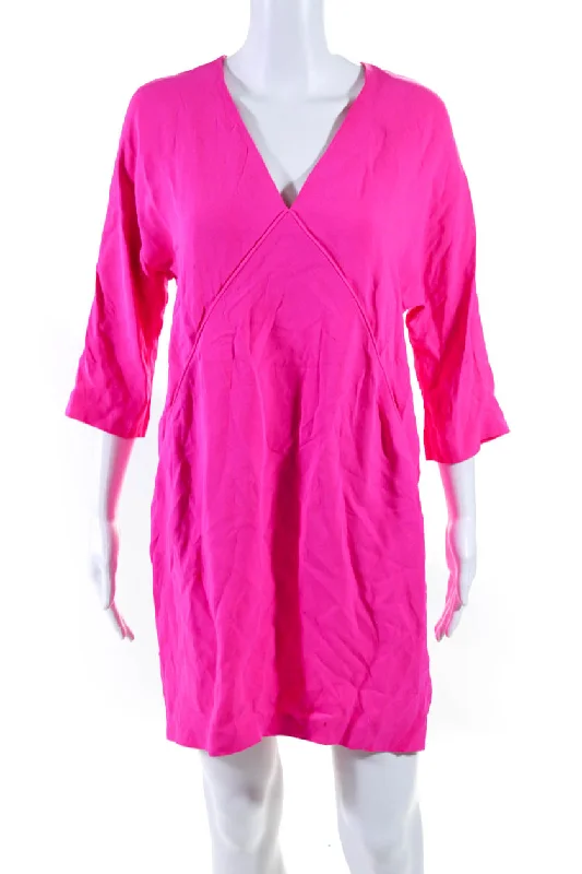 Bonus Savings Lisa Perry Womens V Neck Dolman Sleeve Mini Shift Dress Hot Pink