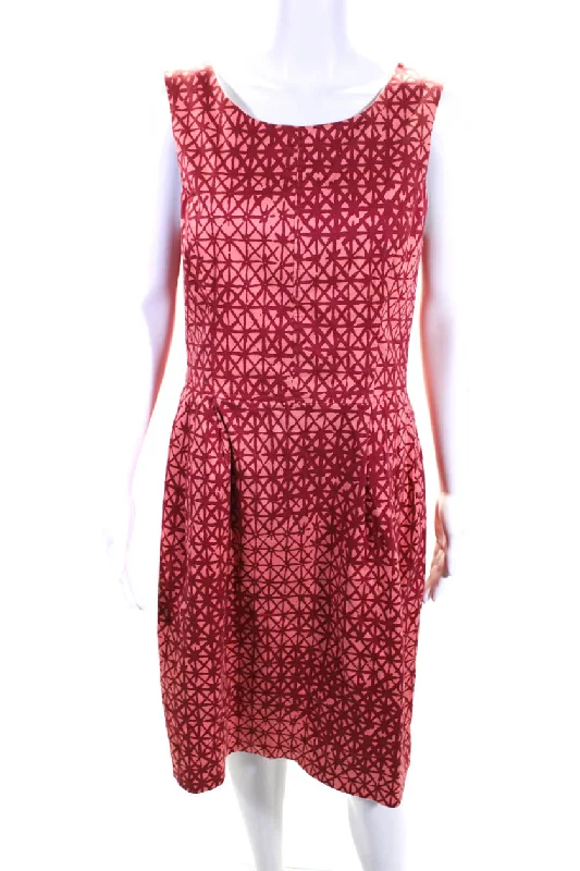 Low Prices Lela Rose Womens Abstract Print A Line Dress Pink Red Cotton
