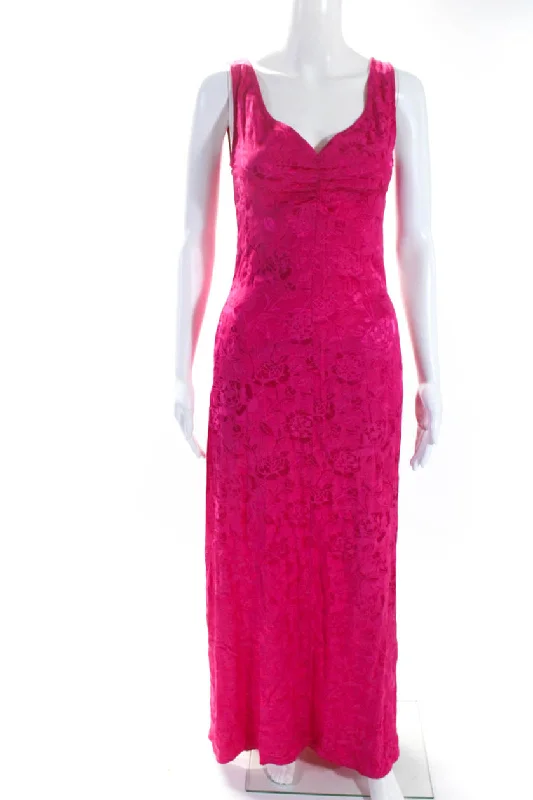 The Best Prices Staud Womens Floral Print V Neck Sleeveless A Line Maxi Dress Pink