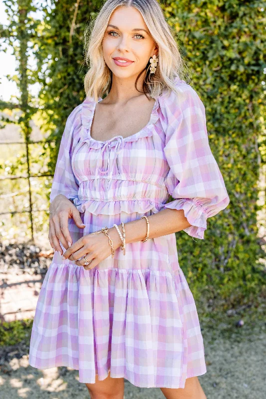 Reduced Prices Lost In Love Lavender Purple Gingham Dress