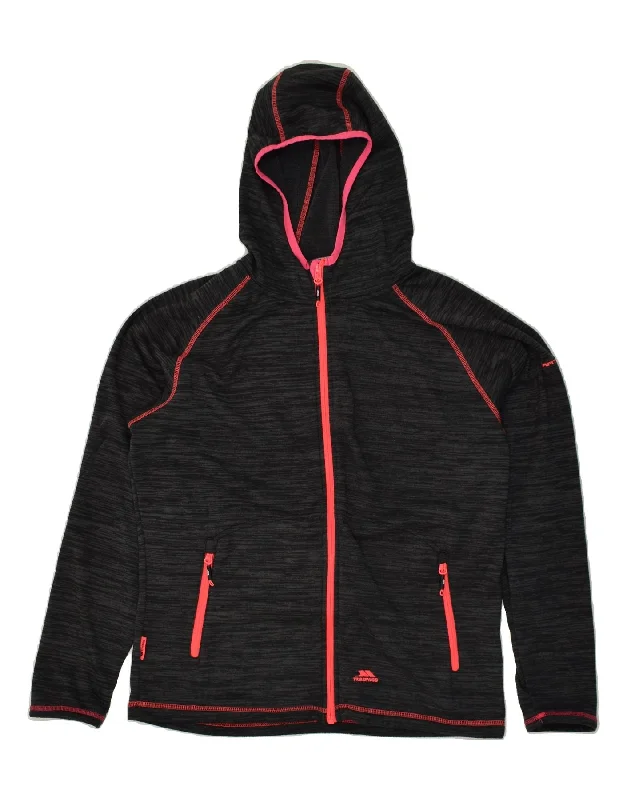 Deal of the Day TRESPASS Womens Zip Hoodie Sweater UK 16 Large Black Polyester