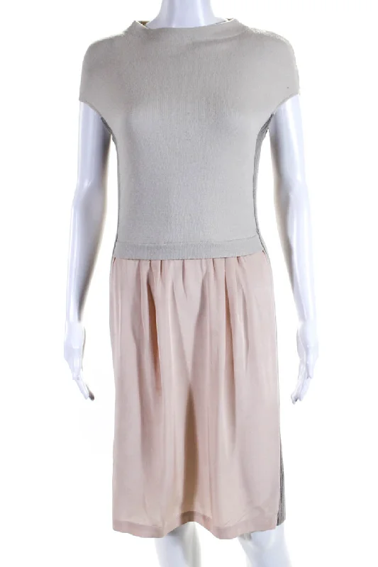 Must-Have Deals Philosophy di Alberta Ferretti Womens Knit Satin Sheath Dress Beige Pink Must-Have Deals Philosophy di Alberta Ferretti Womens Knit Satin Sheath Dress Beige Pink