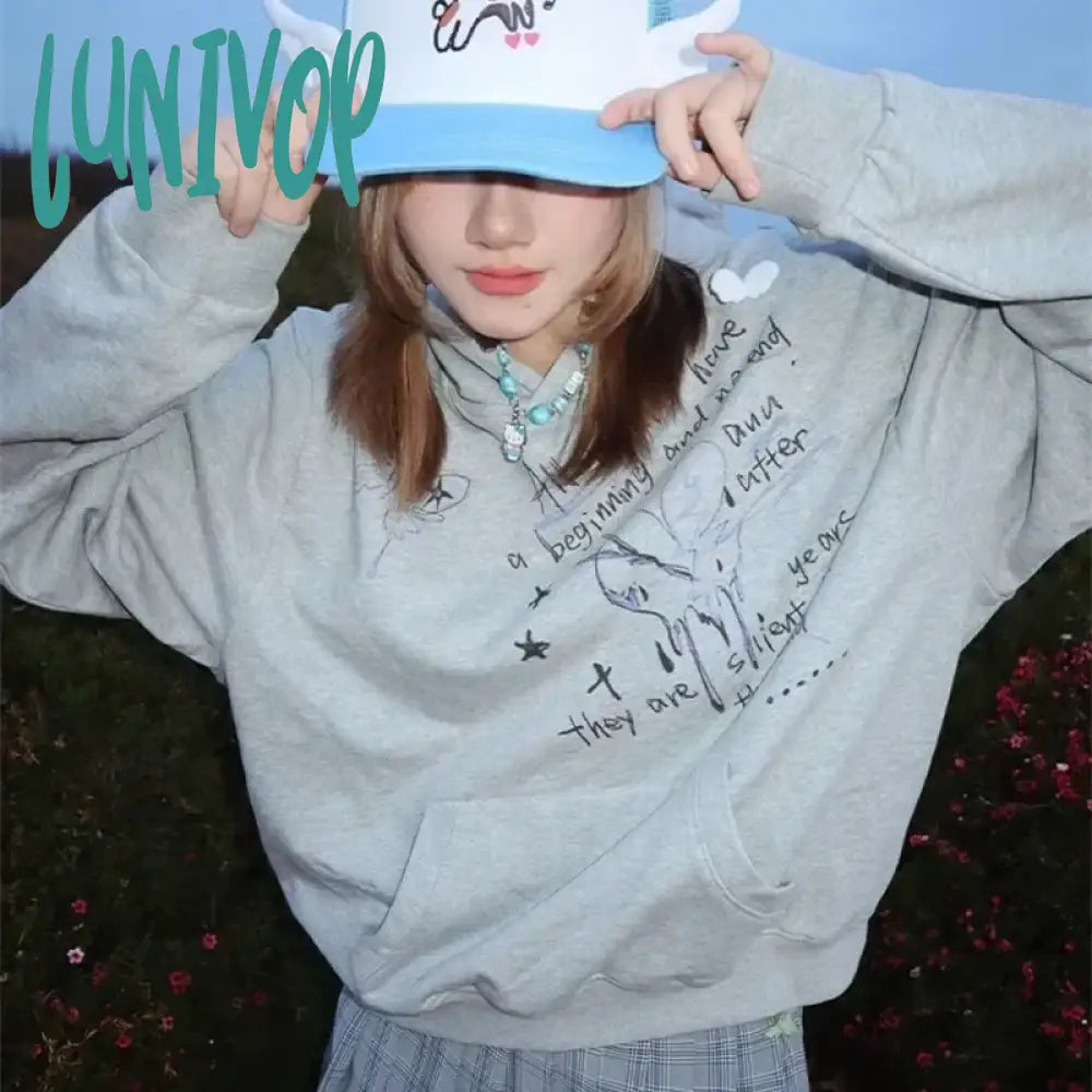 Quick Sale Lunivop Korean Streetwear Graffiti Sweatshirts Women Hoodie Harajuku Fashion Oversize Pullover Long Sleeve Y2k Vintage Tops Quick Sale Lunivop Korean Streetwear Graffiti Sweatshirts Women Hoodie Harajuku Fashion Oversize Pullover Long Sleeve Y2k Vintage Tops