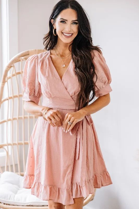 Super Bargain Love Me For Me Blush Pink Swiss Dot Wrap Dress