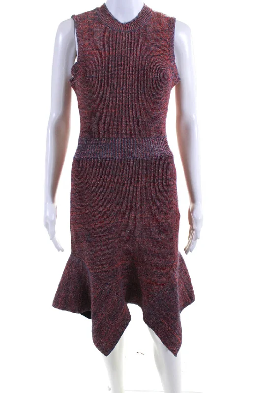 Savings Spectacular Adeam Womens Linen Sleeveless Sweater Dress Orange Blue