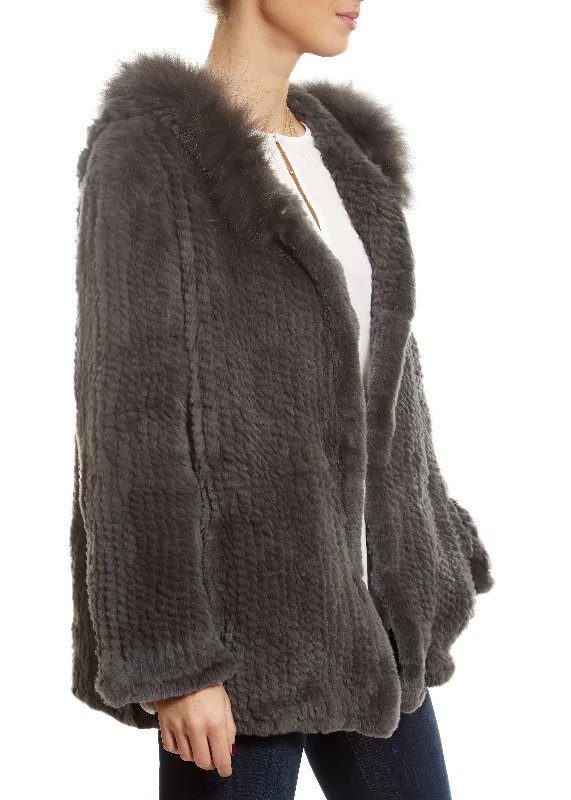 Great Deals Knitted hoodie with raccoon hood