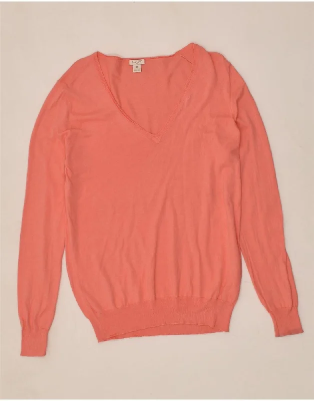 Crazy Savings J. CREW Womens V-Neck Jumper Sweater UK 14 Medium Pink Cotton