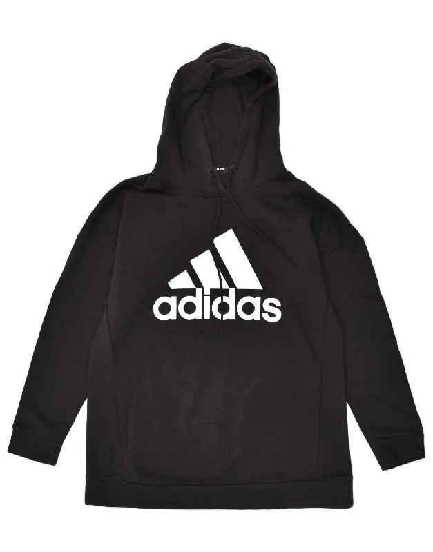 One-DAY Sale ADIDAS Womens Graphic Hoodie Jumper UK 16/18 Large Black Cotton