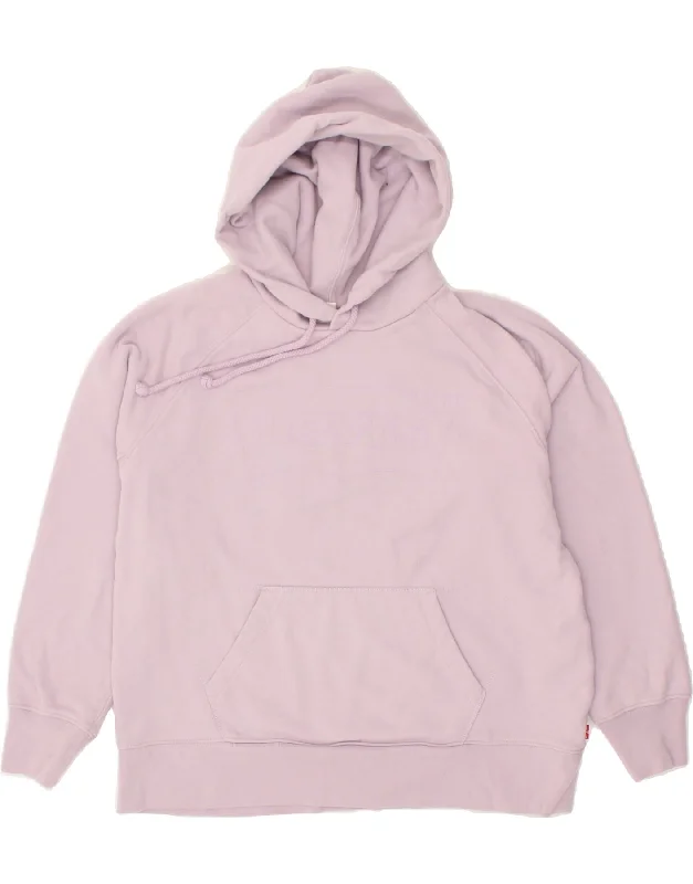 Mega Sale LEVI'S Womens Loose Fit Graphic Hoodie Jumper UK 14 Medium Purple Cotton