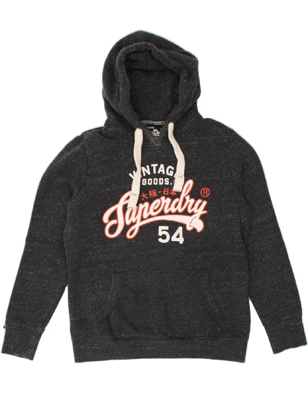 Instant Discount SUPERDRY Womens Graphic Hoodie Jumper UK 14 Large Grey Cotton