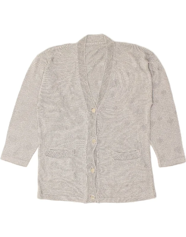 Hurry In VINTAGE Womens Cardigan Sweater UK 16 Large Grey Acetate