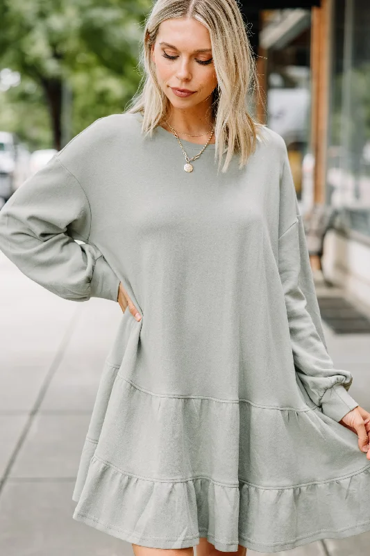 Sale Event Get Together Olive Green Tiered Dress