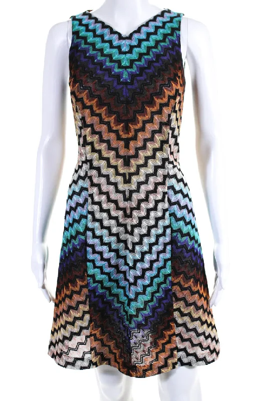 Amazing Deals Missoni Orange Label Womens Sleeveless V Neck Mini Dress Multi Colored Amazing Deals Missoni Orange Label Womens Sleeveless V Neck Mini Dress Multi Colored