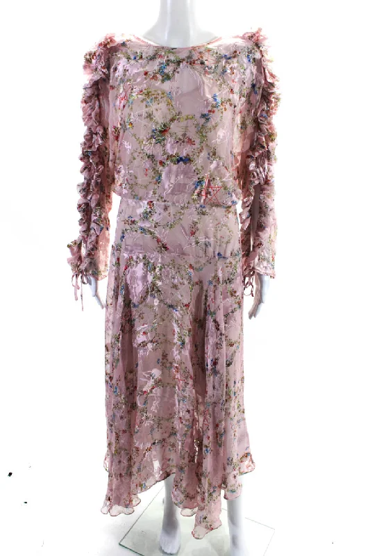 Best Bargains Preen By Thornton Bregazzi Womens Pink Floral Long Sleeve Shift Dress Best Bargains Preen By Thornton Bregazzi Womens Pink Floral Long Sleeve Shift Dress