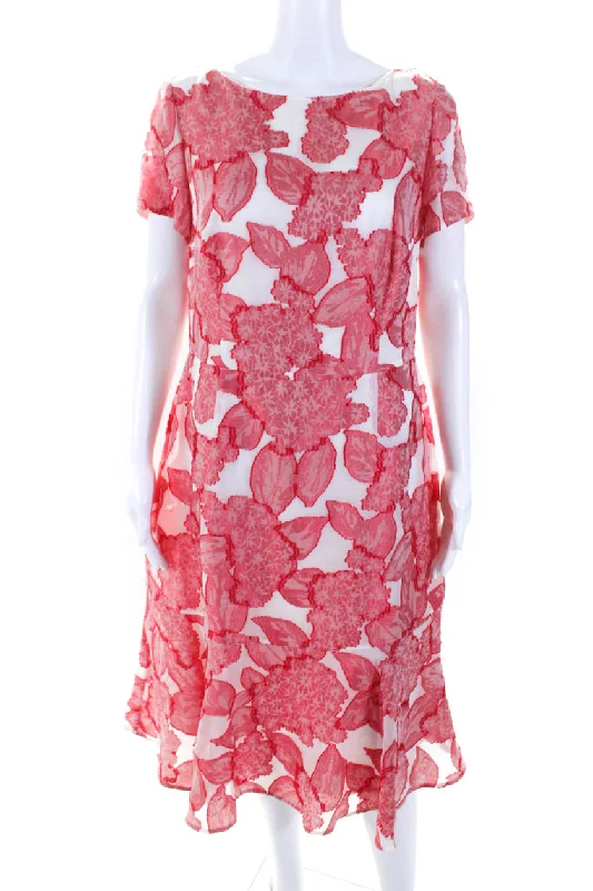 Savings Galore Escada Womens Silk Floral Print Dhiolla A Line Dress White Red