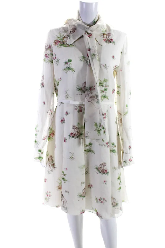 Savings Galore Giambattista Valli Womens Silk Floral Print Georgette Dress White