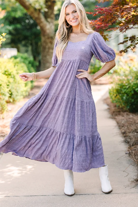 Anniversary Sale Think About It Dusty Purple Midi Dress