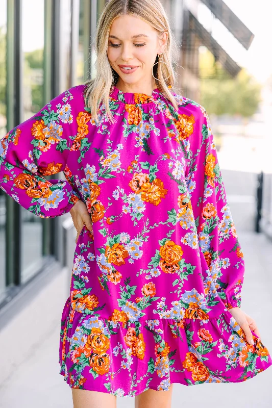 Great Deals Kindess Is Key Magenta Purple Floral Dress