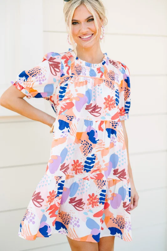 Value Deals Tell Me All About It Peach Orange Floral Babydoll Dress