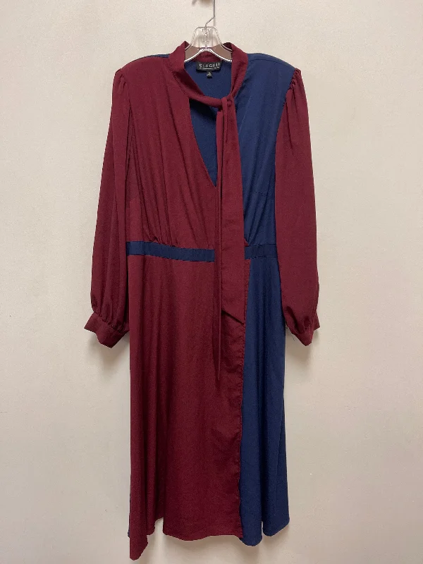 Closeout Dress Casual Maxi By Eloquii In Blue & Red, Size: 1x