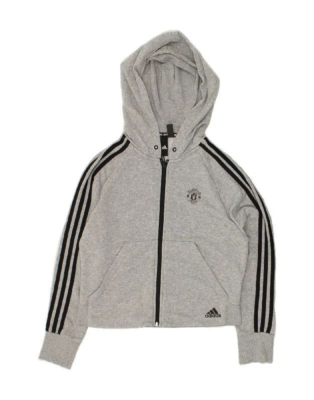 Deep Discounts ADIDAS Womens Zip Hoodie Sweater UK 4/6 XS Grey Cotton