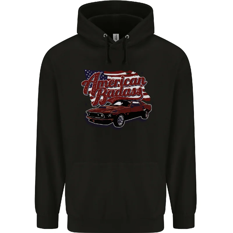 Flash Deals American Badass Muscle Car Mens 80% Cotton Hoodie