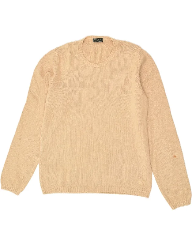 Bargain Blast FRED PERRY Womens Crew Neck Jumper Sweater UK 16 Large Beige Cotton