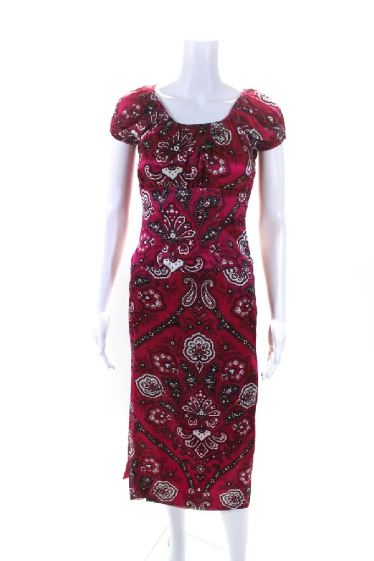 Sneak Peek Sale Caroline Constas Womens Silk Paisley Print Dresses Pink Black
