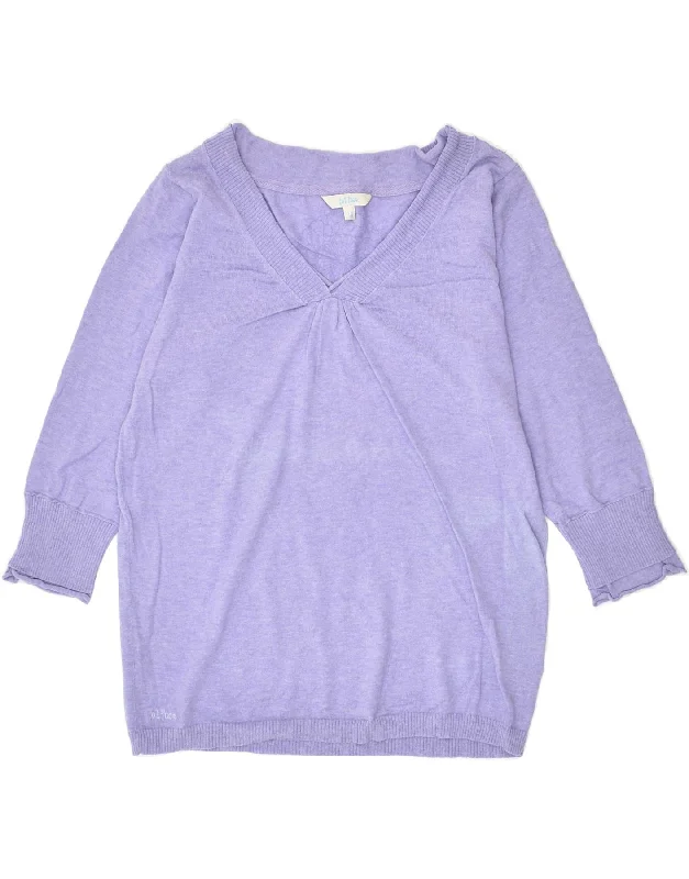 Can't Miss FAT FACE Womens 3/4 Sleeve V-Neck Jumper Sweater UK 16 Large  Purple