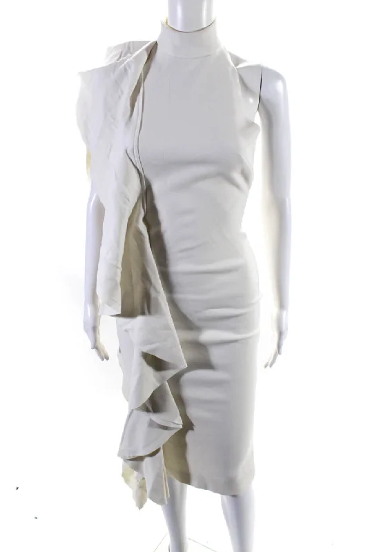 Customer Appreciation Sale Solace London Womens High Neck Sleeveless Zip Up Maxi Dress White Customer Appreciation Sale Solace London Womens High Neck Sleeveless Zip Up Maxi Dress White