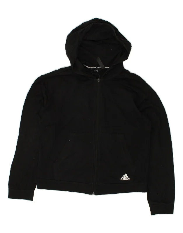 Warehouse Sale ADIDAS Womens Graphic Zip Hoodie Sweater UK 16/18 Large  Black Cotton