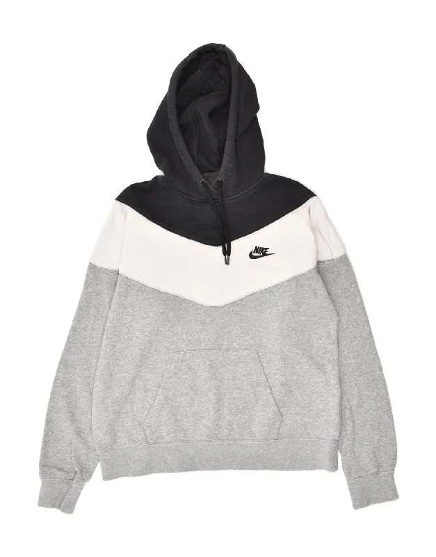 Weekend Special NIKE Womens Oversized Hoodie Jumper UK 10 Small Grey Colourblock Cotton Weekend Special NIKE Womens Oversized Hoodie Jumper UK 10 Small Grey Colourblock Cotton
